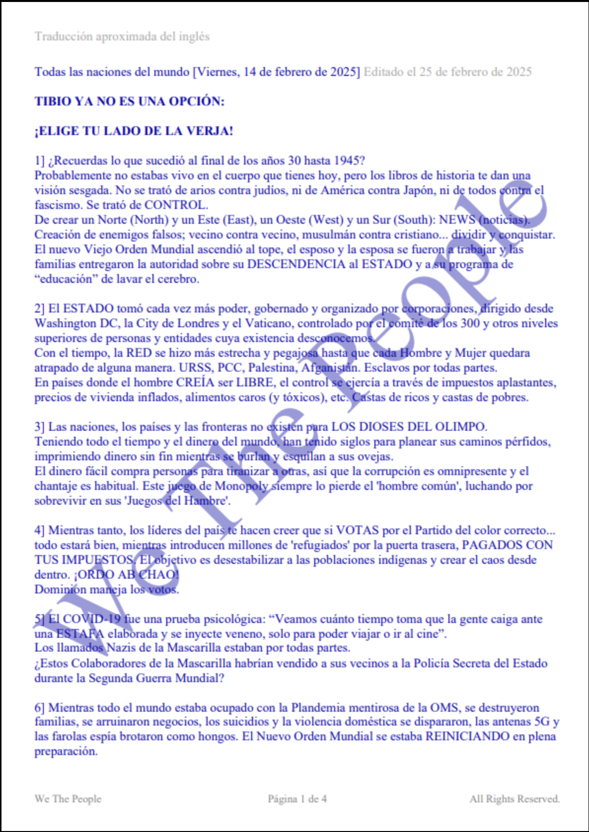 Lukewarm – Tibio – Español – versión mundial